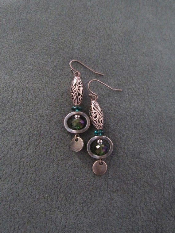 Long copper and crystal earrings 2