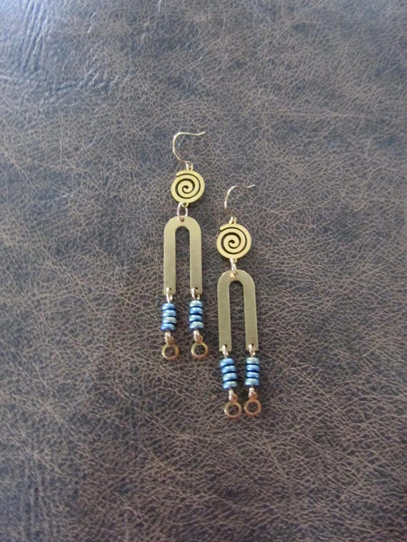 Geometric celestial vortex earrings