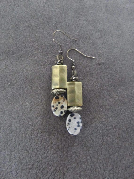 Dalmatian jasper and bronze earrings 2