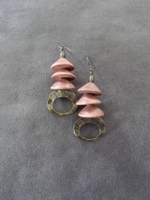 Chunky wooden pagoda earrings 44