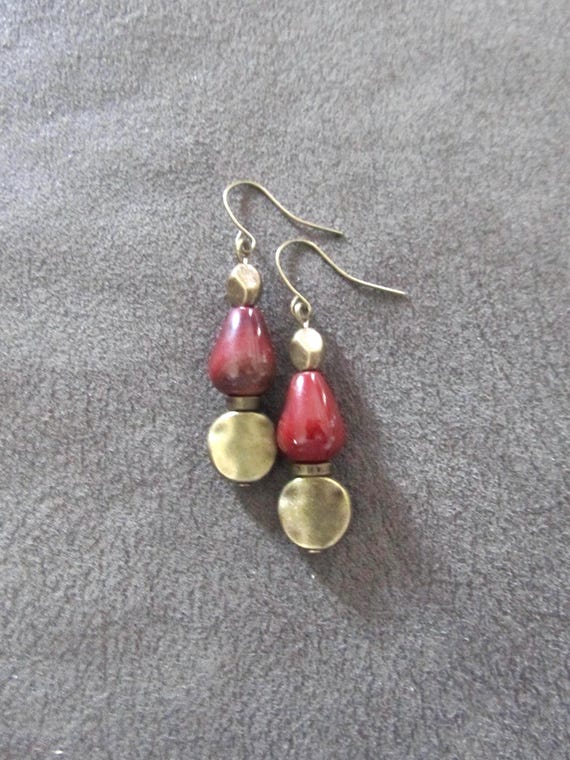 Bohemian stone and bronze earrings 2