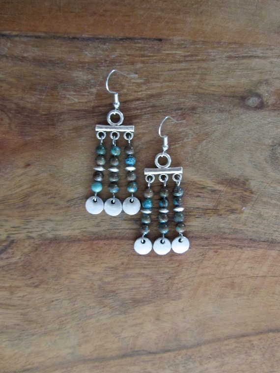Blue jasper and silver chandelier earrings
