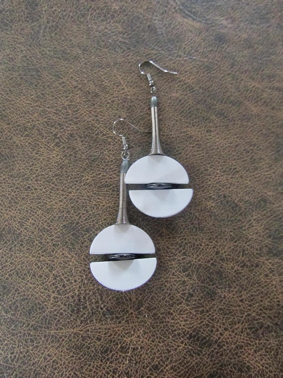 White and gray geometric earrings