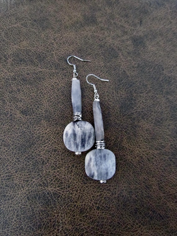 Modern gray bone earrings