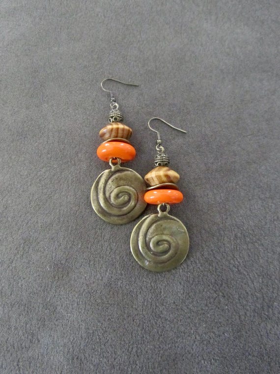 Hammered bronze bohemian earrings