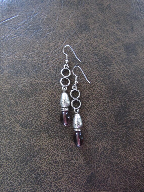 Purple and silver geometric earrings