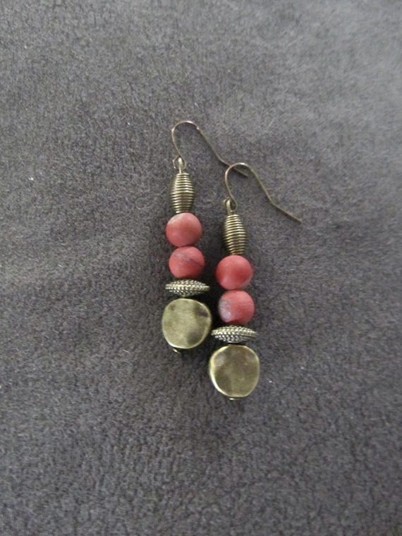 Red jasper and bronze earrings