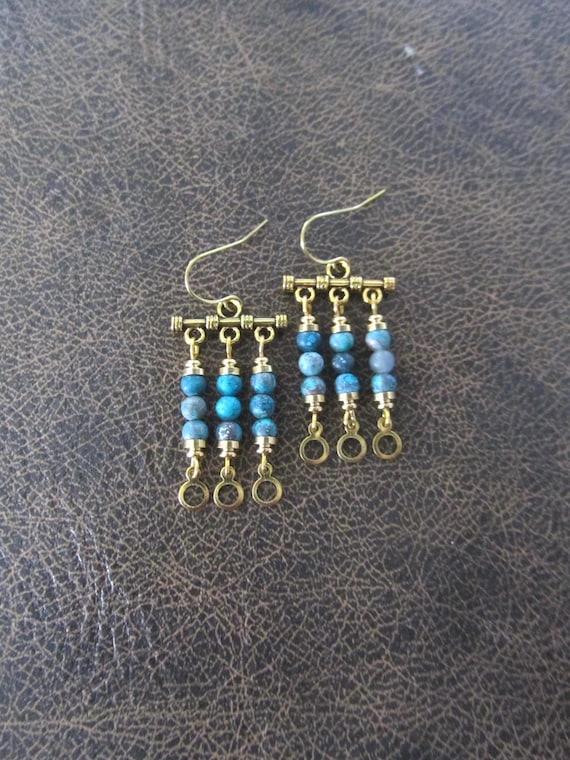 Turquoise Jasper and gold chandelier earrings