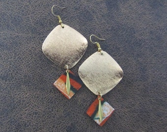 Gold and ankara fabric earrings