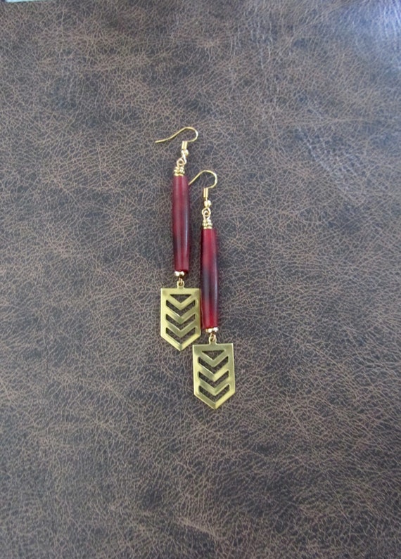 Red Afrocentric African earrings
