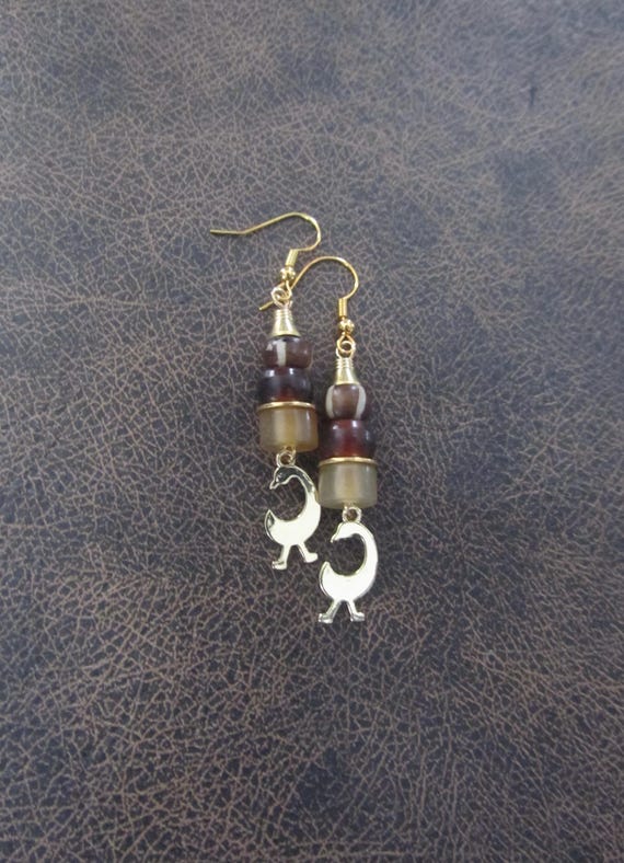 Adinkra symbol earrings, Sankofa bird, learn from the past