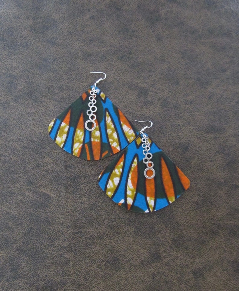 Large African print earrings, Ankara earrings, oversized fabric earrings image 1