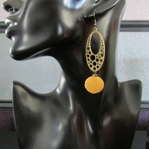 Yellow lava rock mid century modern earrings 2 image 3