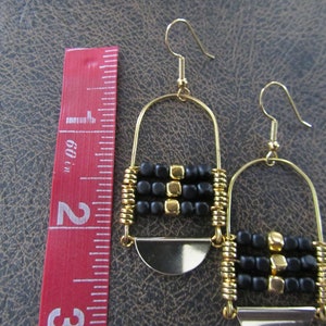 Black and gold ethnic statement earrings image 2