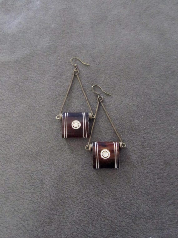 Bone Earrings: Afrocentric Batik Print, Bold Statement 3