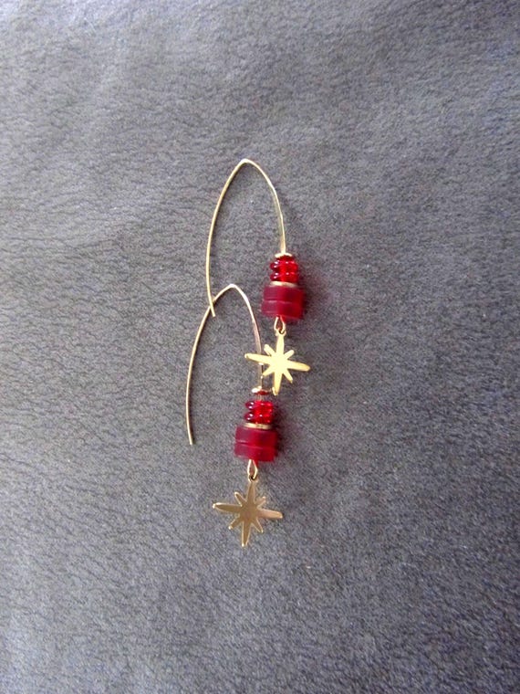 Red holiday earrings