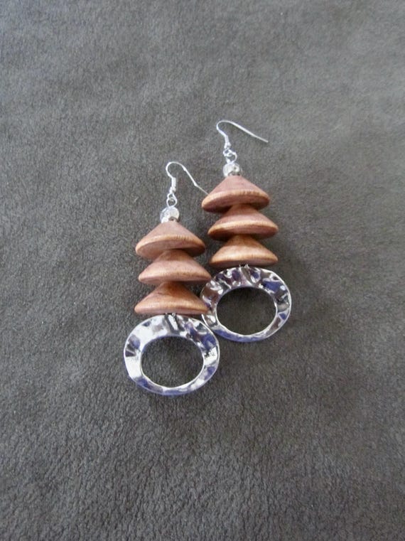 Chunky wooden pagoda earrings
