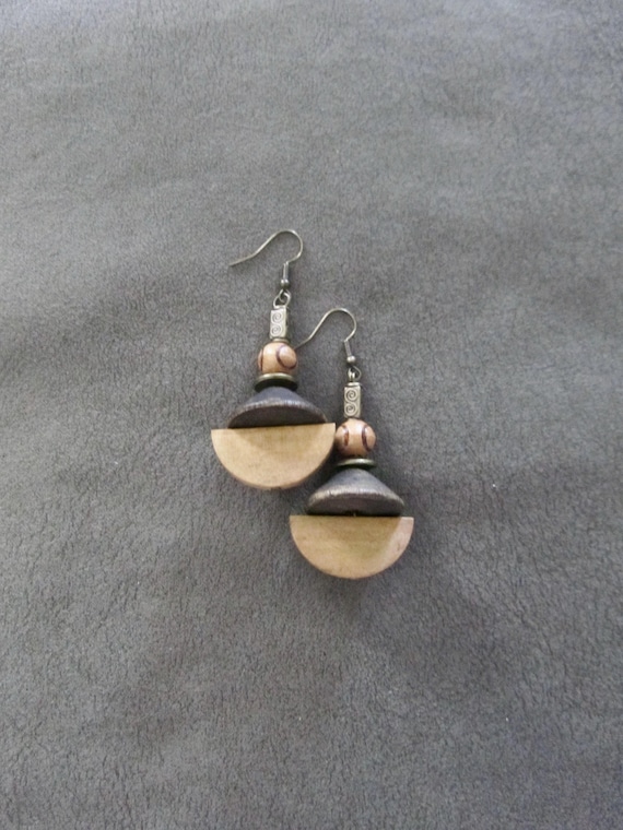 Chunky bohemian wooden earrings