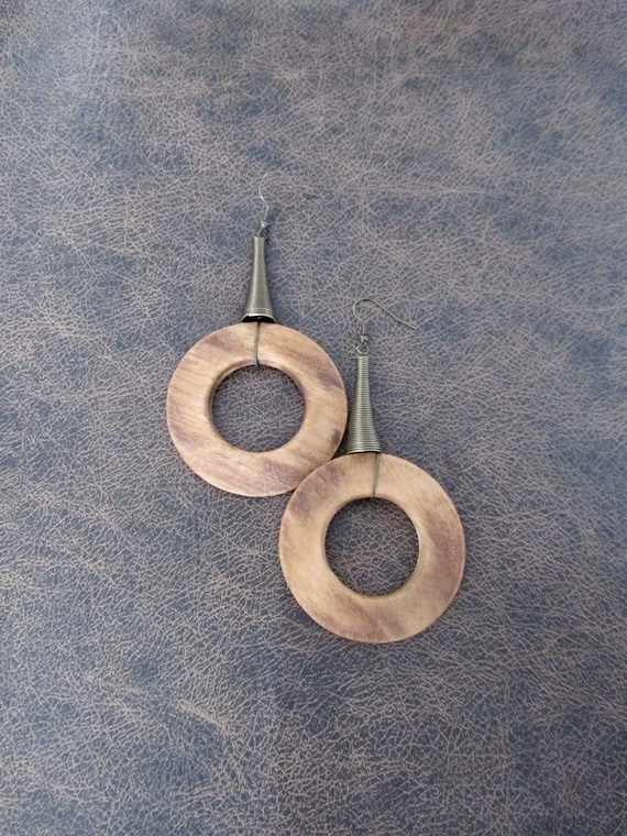 Huge earrings, Natural wood earrings, African Afrocentric earrings