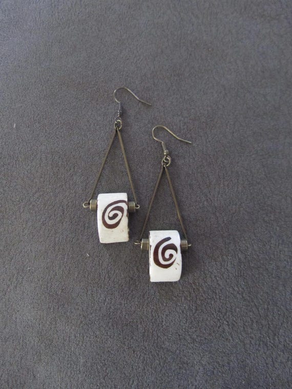 Bone Earrings: Afrocentric Batik Print, Bold Statement 44