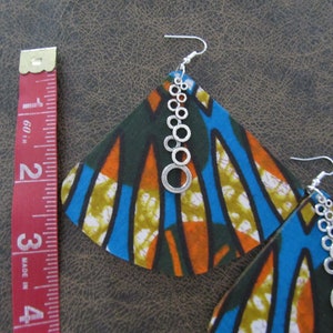 Large African print earrings, Ankara earrings, oversized fabric earrings image 2