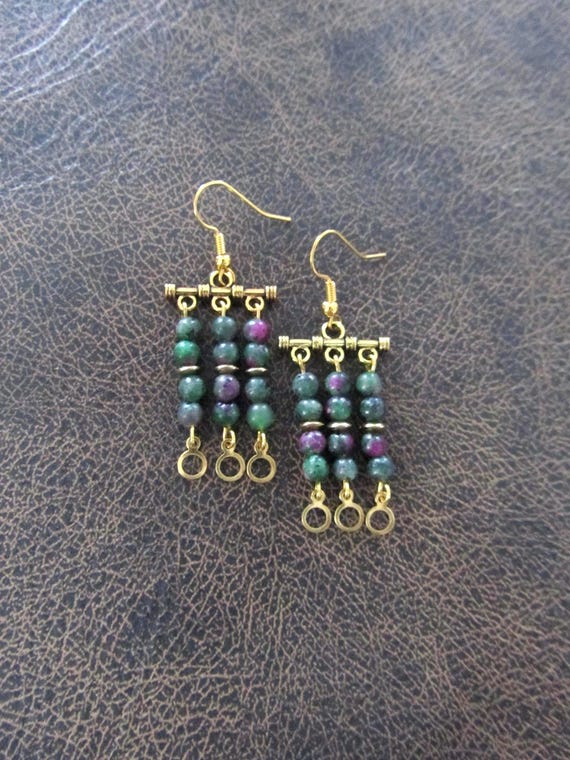 Jasper and gold chandelier earrings 2