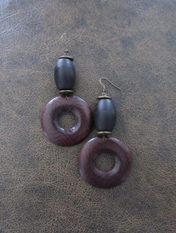 Large tribal wooden earrings