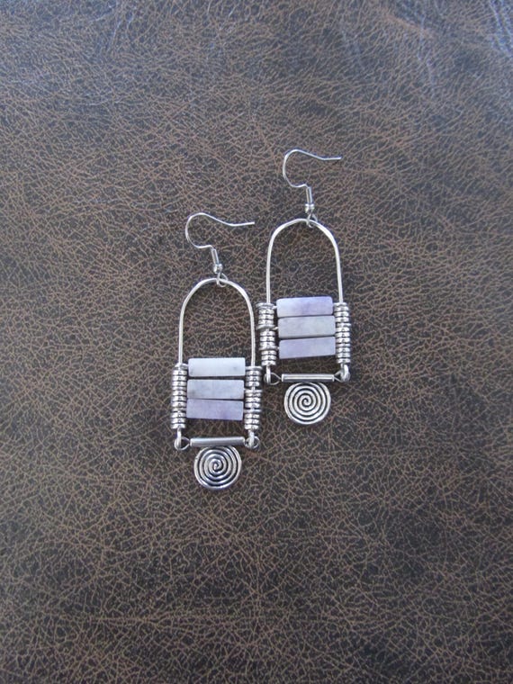 Purple stone chandelier earrings