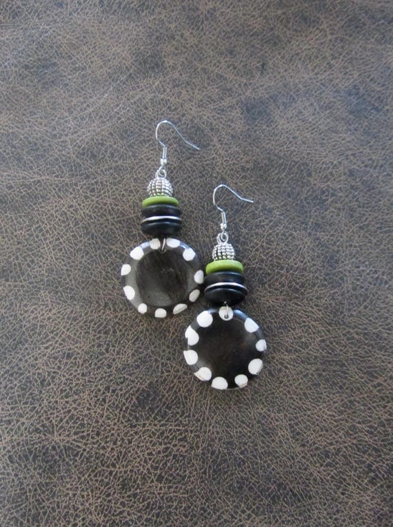 Afrocentric African earrings carved bone earrings 55