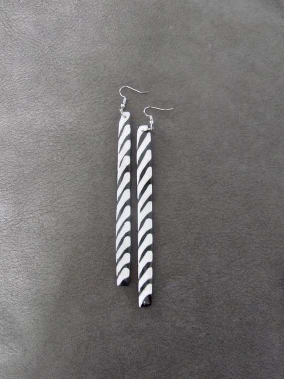 Extra long batik print bone earrings 2