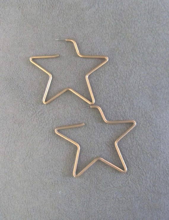 Huge oversized brass star earrings
