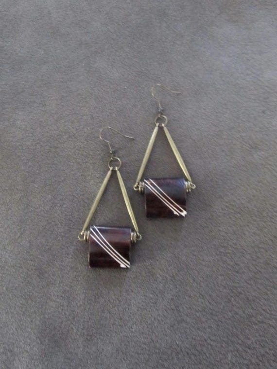 Mid century modern carved bone earrings 2