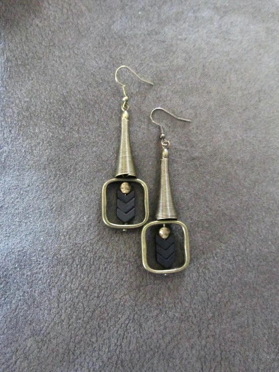 Industrial bronze and black earrings