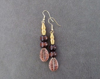 Cowrie shell earrings, Afrocentric earrings, animal print earrings, bold statement earrings, exotic