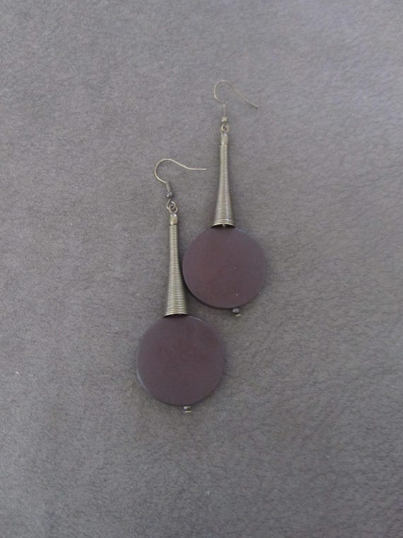 Brown and bronze geometric earrings