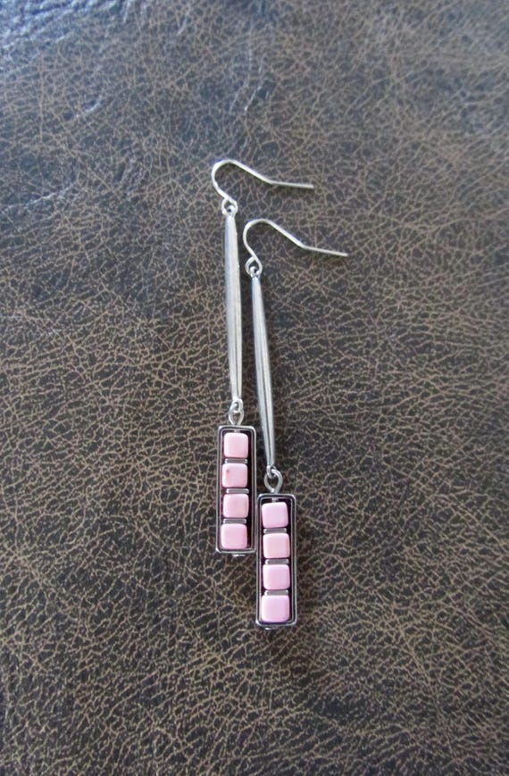 Pink magnesite and silver earrings