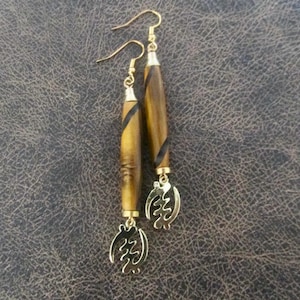Adinkra symbol earrings, Gye Nyame earrings, carved bone