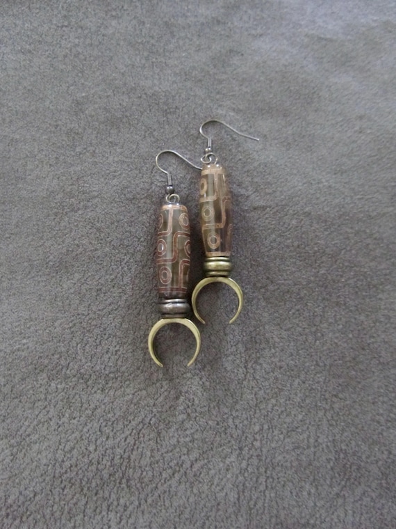 Tibetan agate and bronze earrings 4