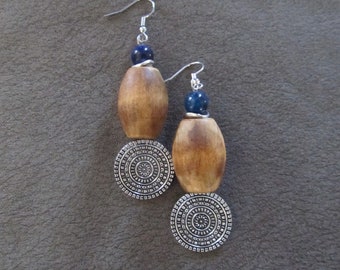 Stained wooden and mandala earrings