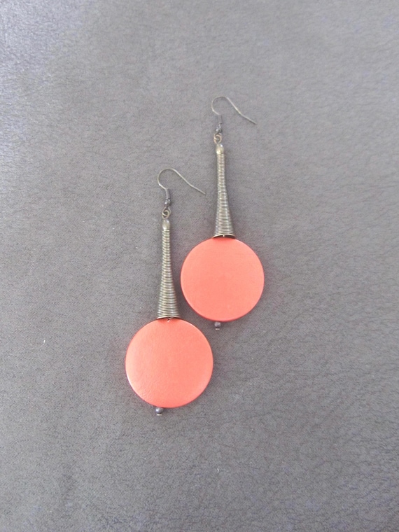 Metallic orange and bronze geometric earrings