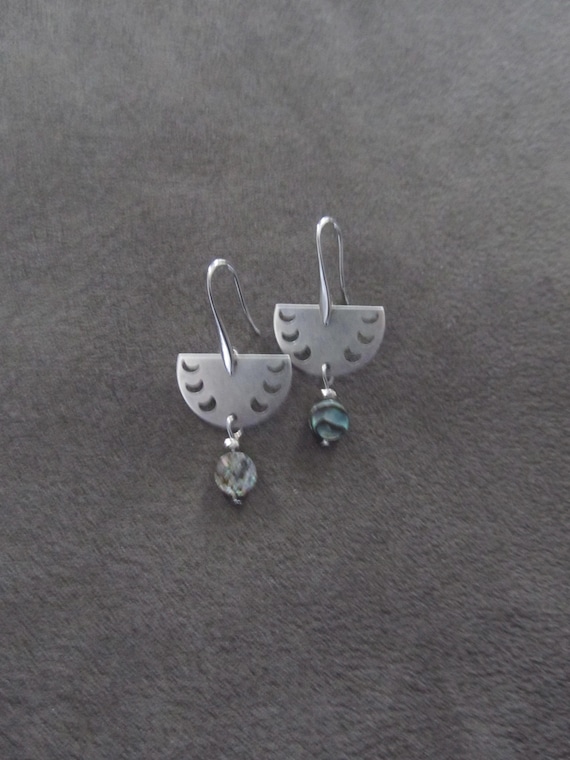 Antique silver abalone earrings