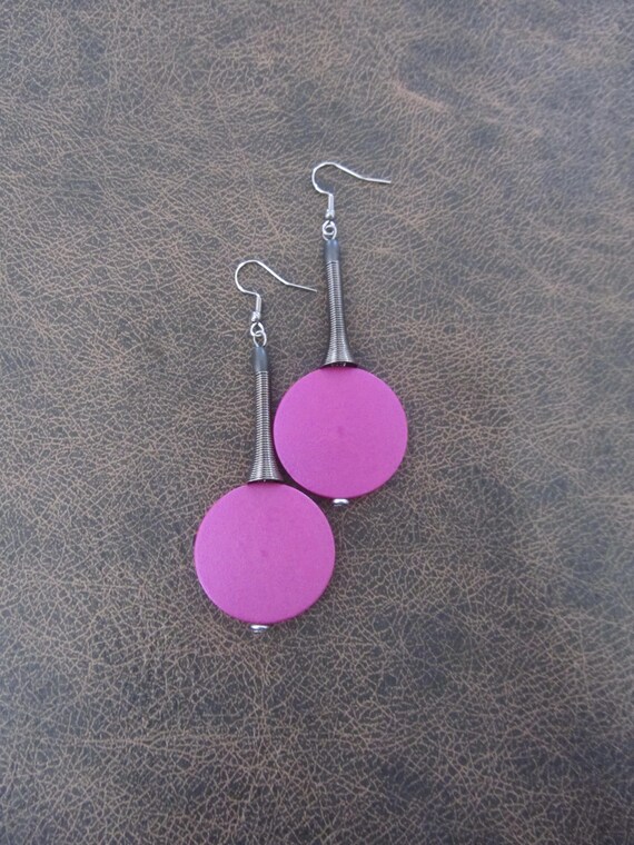 Pink and gray geometric earrings