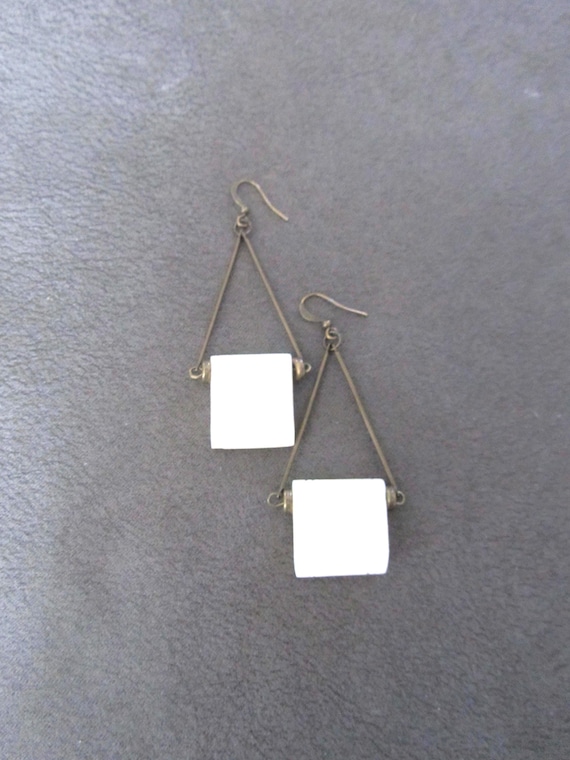 Afrocentric carved white bone earrings