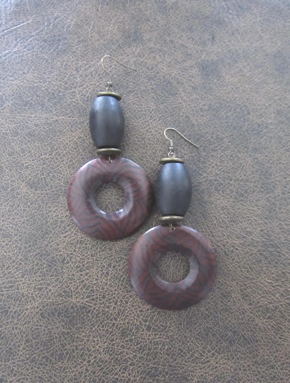 Large tribal wooden earrings