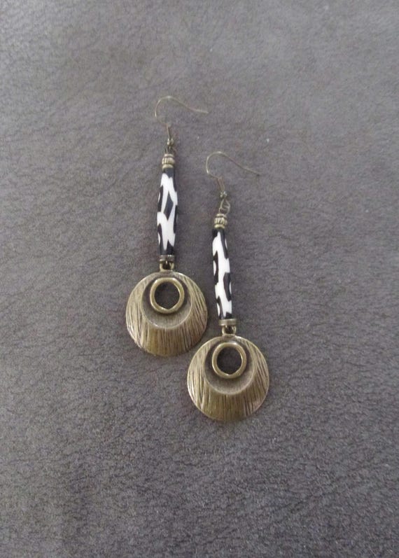 Ethnic batik print bone earrings