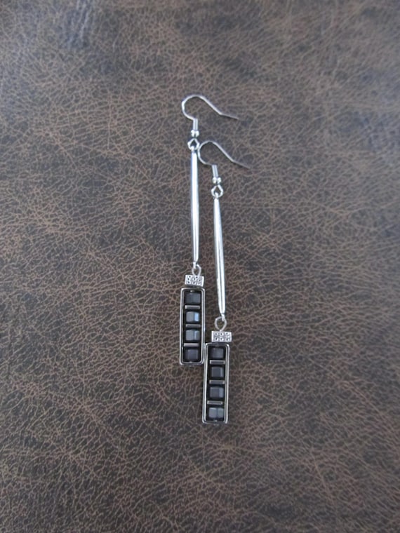 Unique simple hematite earrings 2