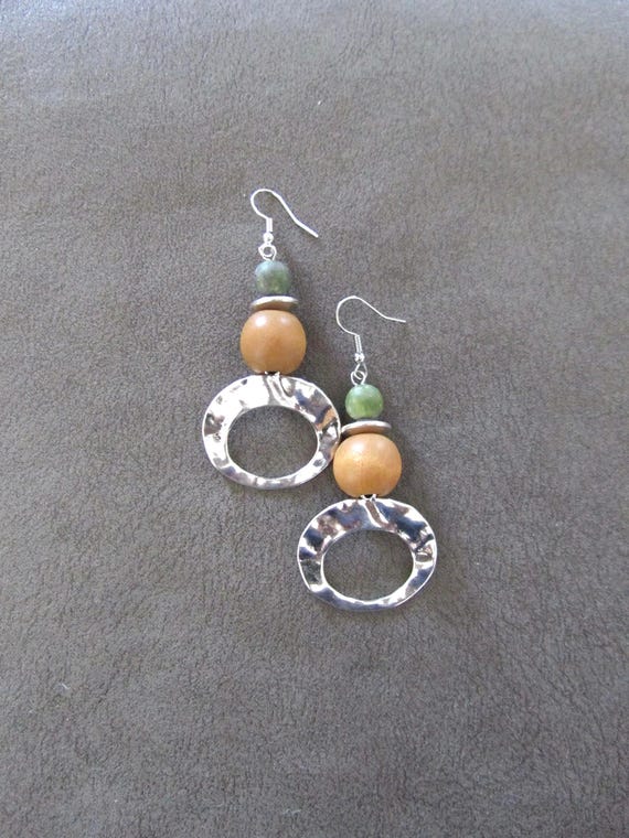 Hammered silver bohemian earrings