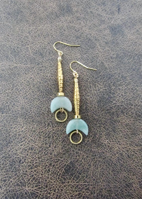 Green aventurine modern chic earrings
