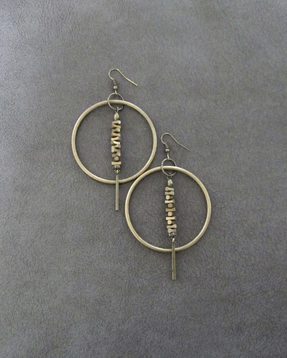 Large bronze hoop earrings