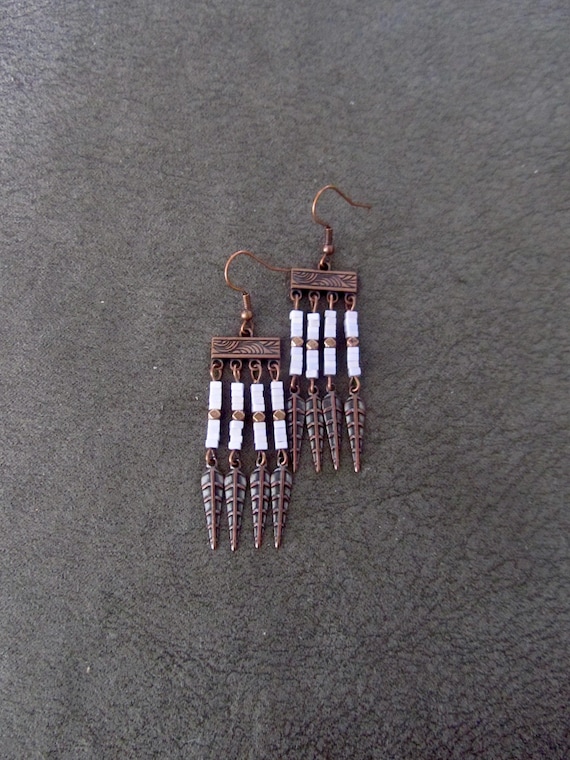Jasper and bohemian tribal chandelier earrings